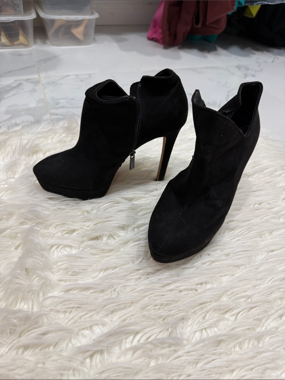 Jessica Simpson Black Suede High Heel Ankle Booties